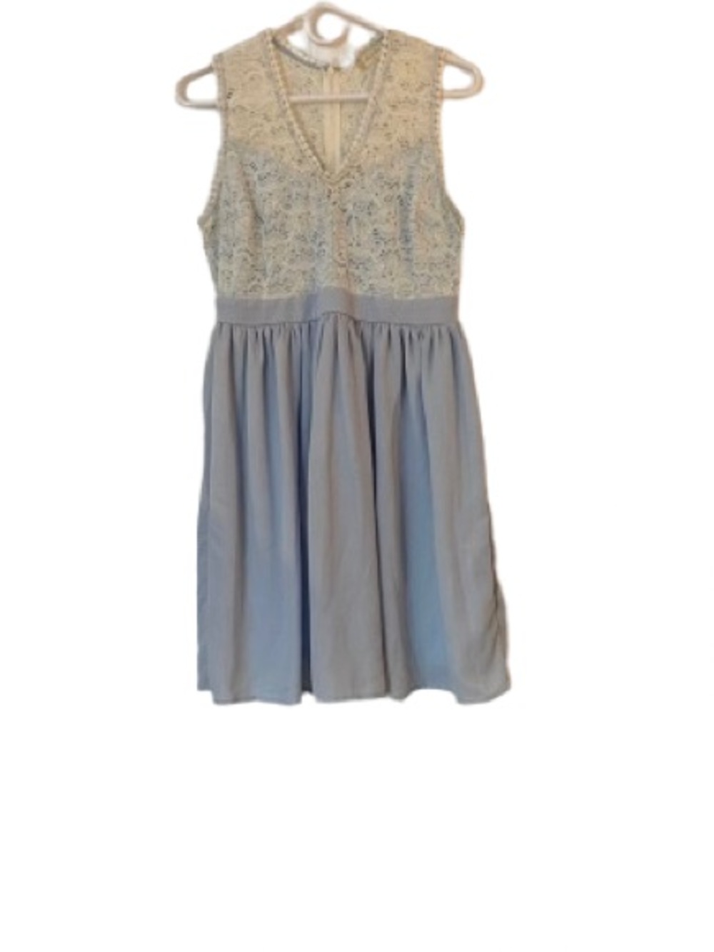 Altar'd State Ivory Lace &Light Blue Pleated Sleeveless Dress Like New Size L